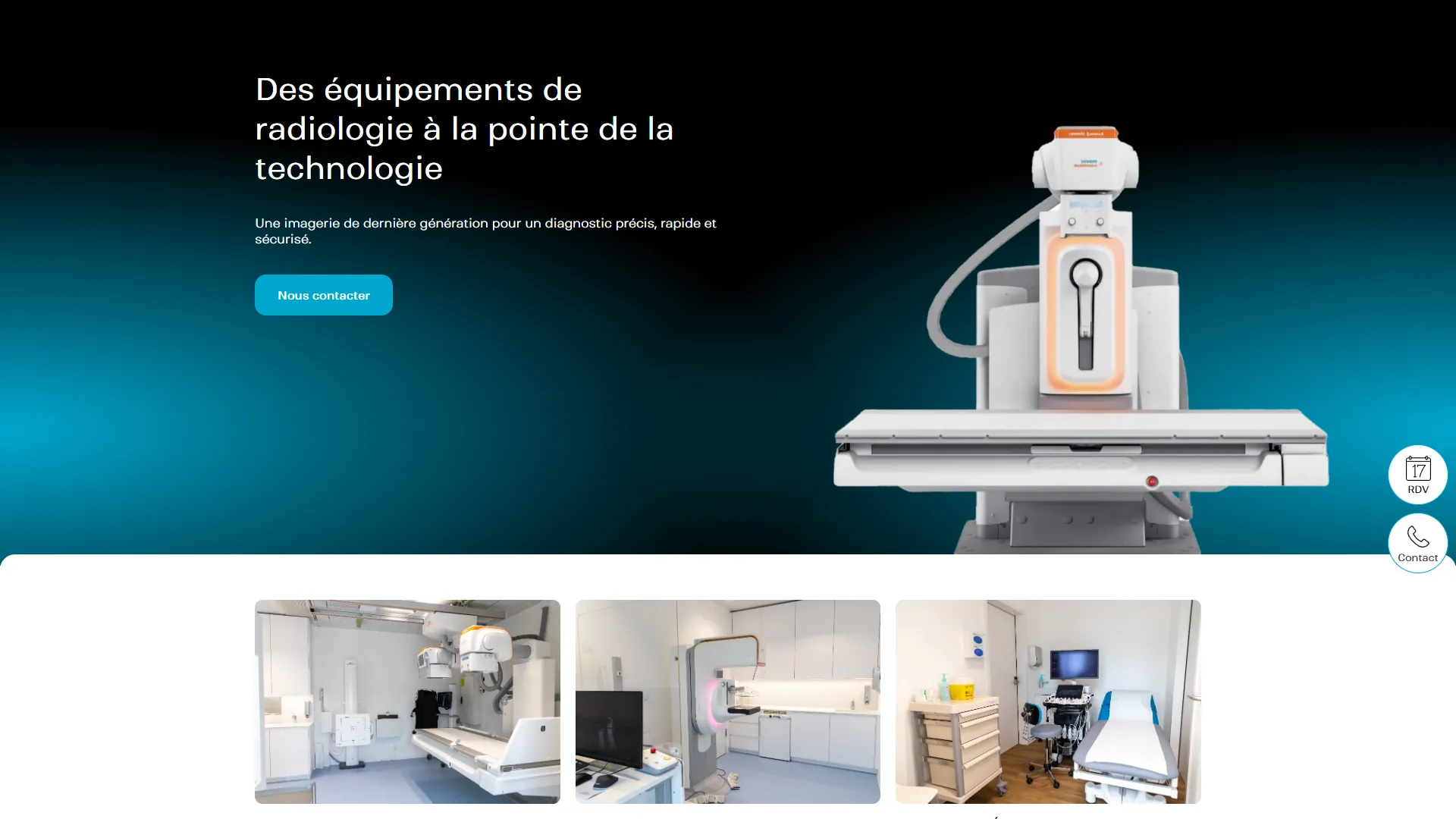 Les trois salles d'examen, classées par spécialité.