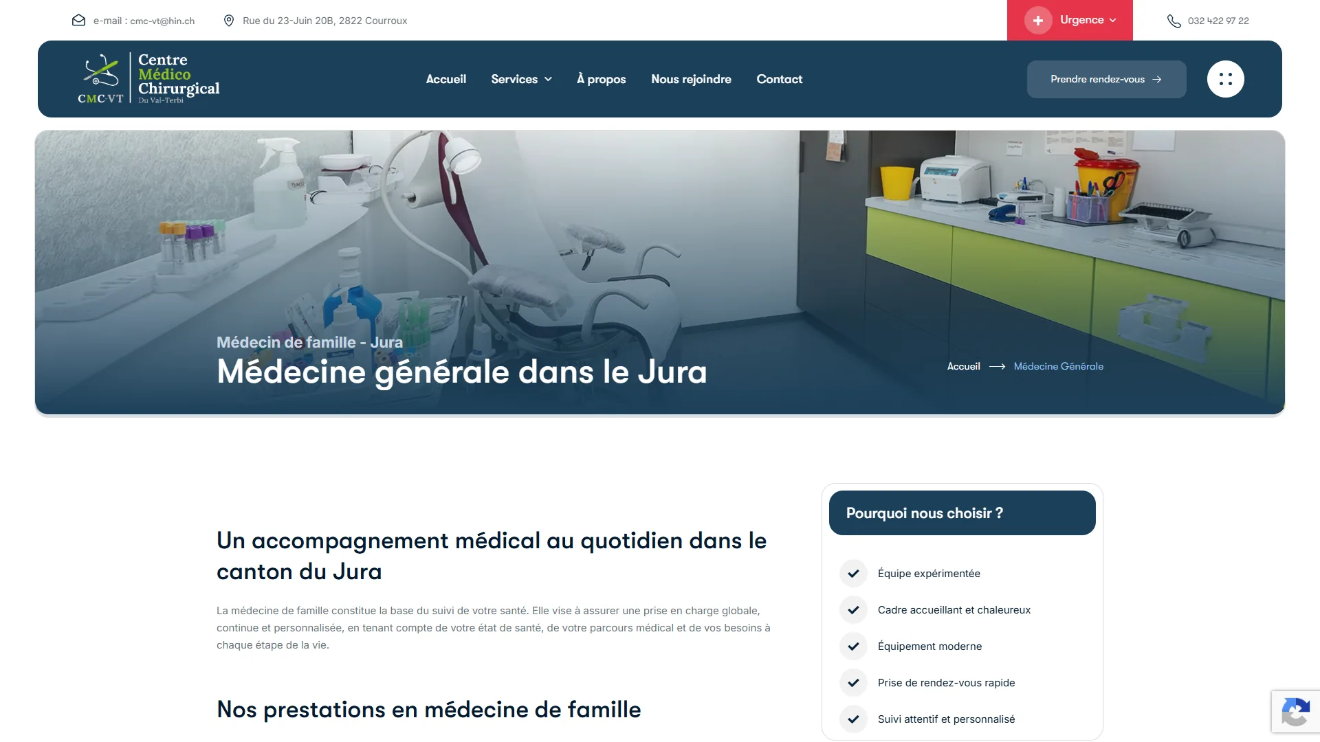 La médecine générale, avec ses onze prestations détaillées.