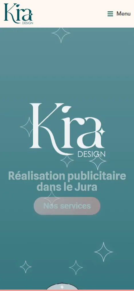 kira-design.ch sur mobile, ciel étoilé et chat en mouvement, en boucle.