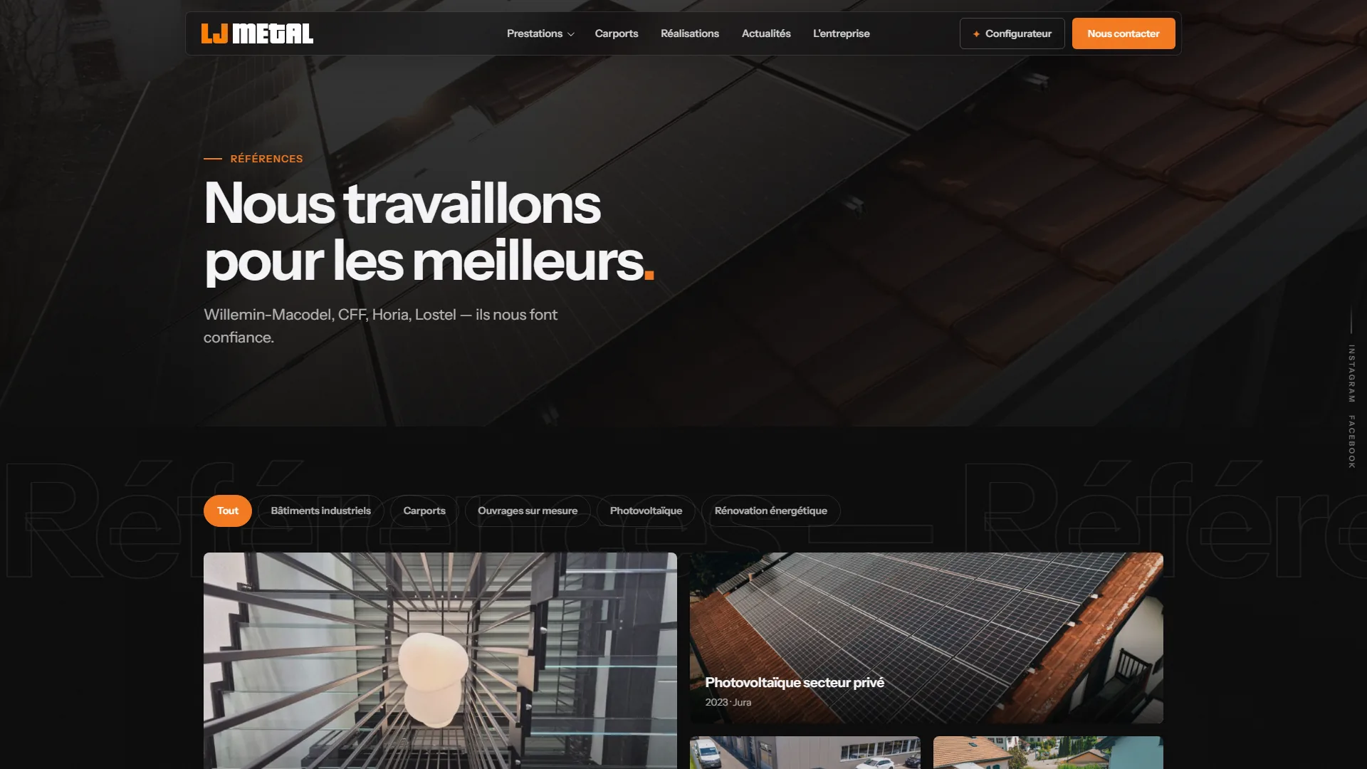 Références filtrables, la vitrine du savoir-faire.