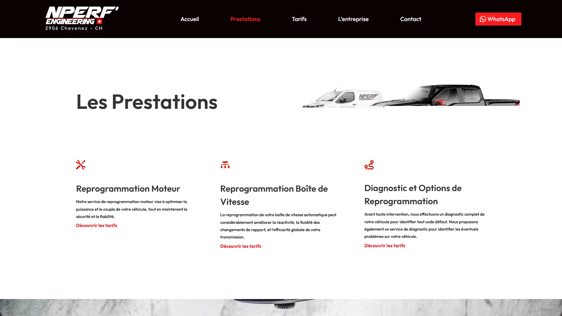 Les trois prestations : moteur, boîte de vitesse et diagnostic.