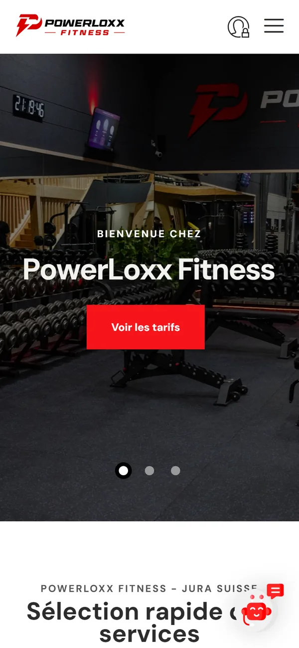 Le site sur mobile, la salle avant même d'y entrer.