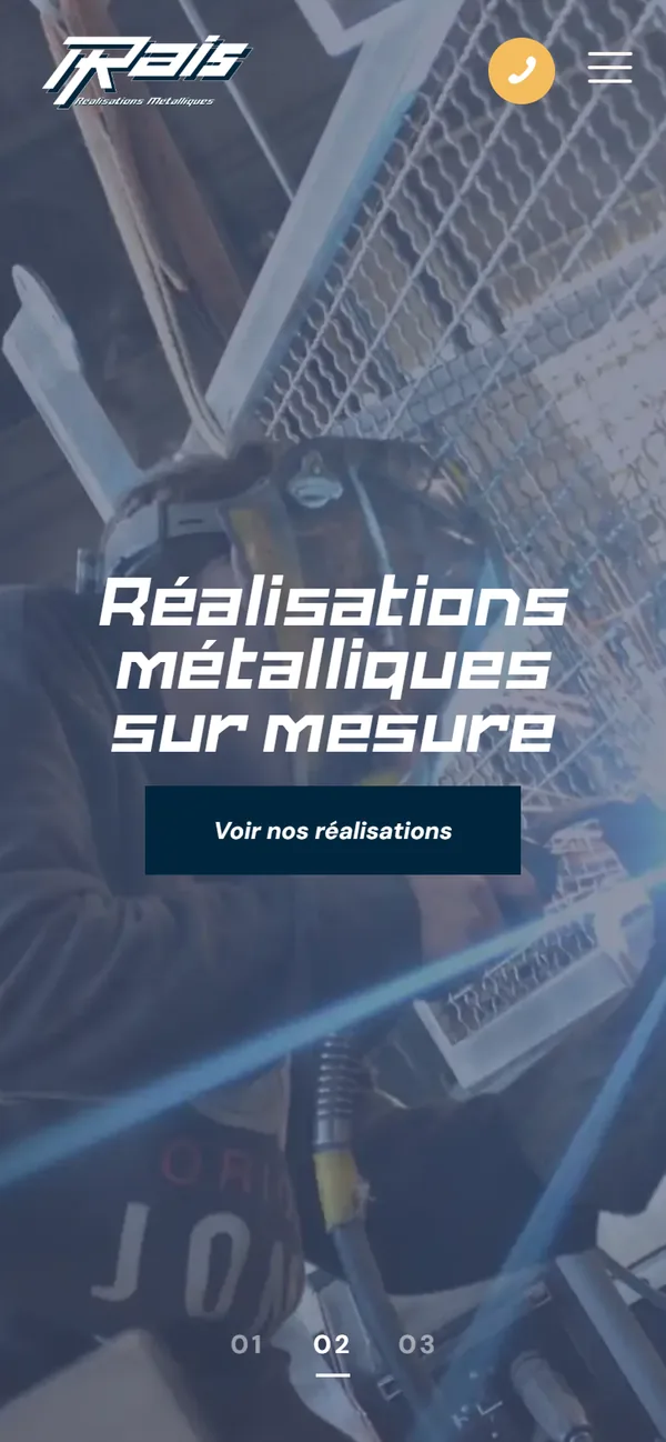 L’accueil sur téléphone, avec les deux entrées du menu déjà visibles.
