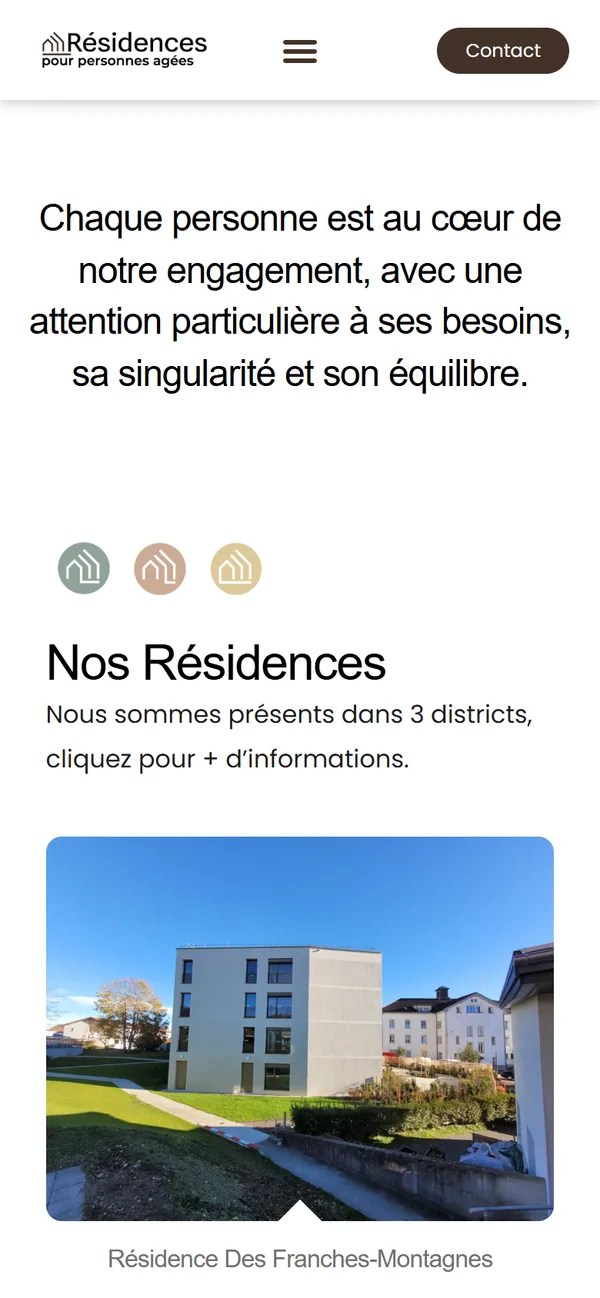 Le portail, avec ses trois résidences en un coup d'oeil.