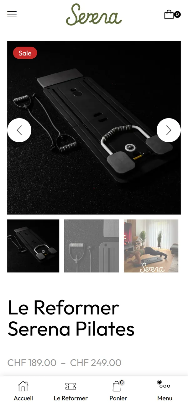 La fiche produit, prête pour l'achat sur téléphone.
