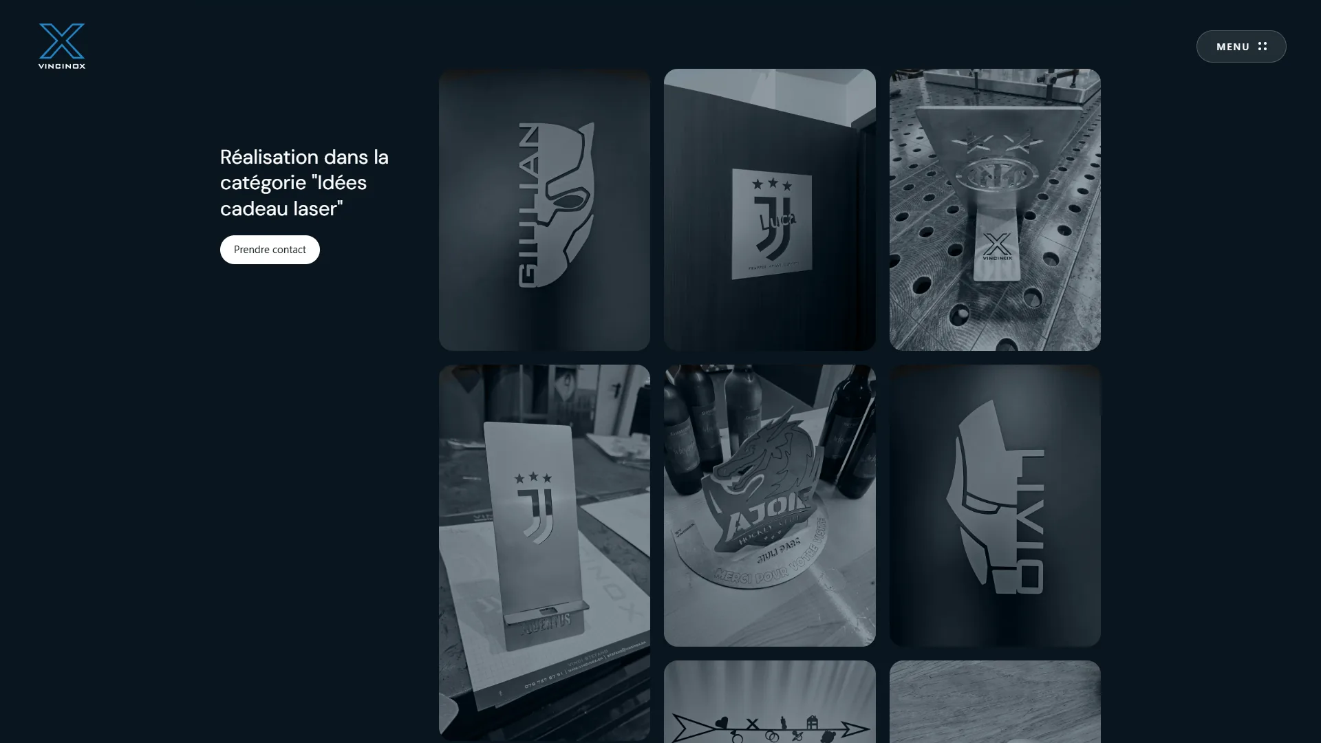 Prénoms, logos de club et silhouettes, découpés au laser.