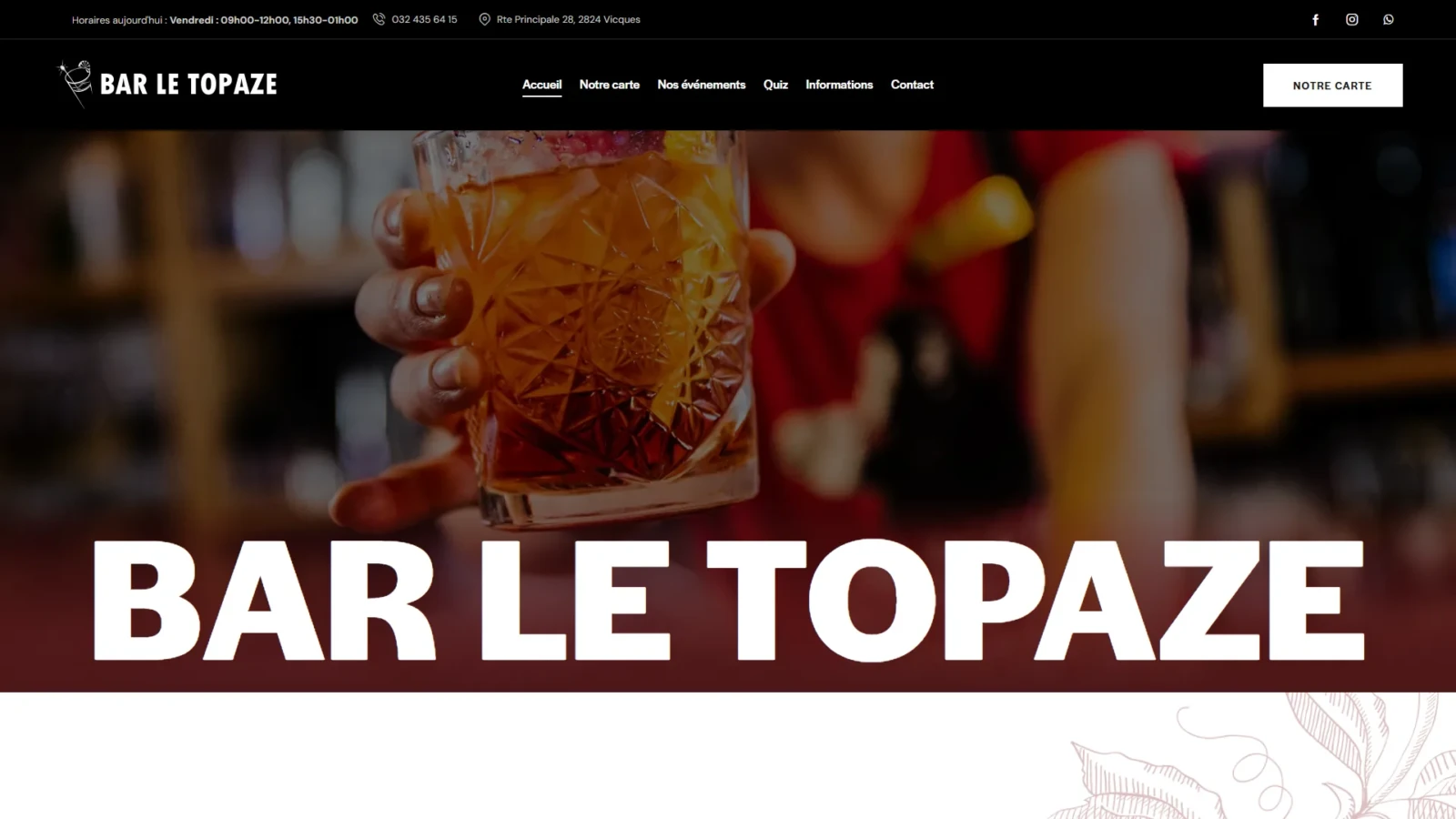 Bar le Topaze : Développement web par e-Medias Group
